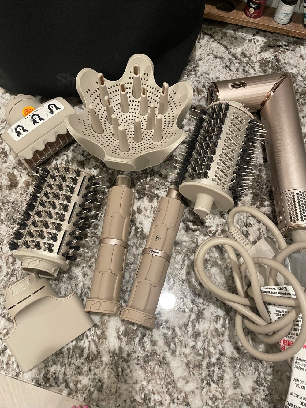 Shark Beige Hair Styling Brush & Diffuser Set - Women’s Hair Accessories